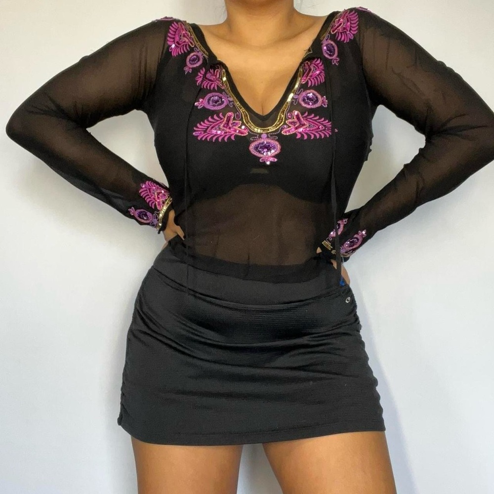 Warehouse Black Silk Blouse